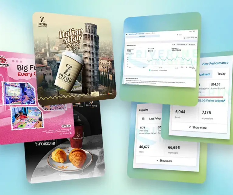 আমরা তৈরি করি এমন ক্যাম্পেইন ও ব্র্যান্ড এক্সিকিউশন, যা ডাটা-ড্রিভেন স্ট্র্যাটেজি ও ক্রিয়েটিভ ভিজ্যুয়ালের মাধ্যমে বাস্তব ব্যবসায়িক রেজাল্ট নিয়ে আসে।